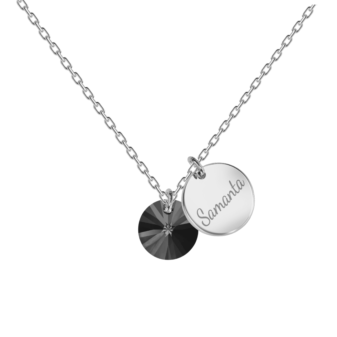 Personalizēta kaklarota ar vārda gravējumu sudraba pelēka
