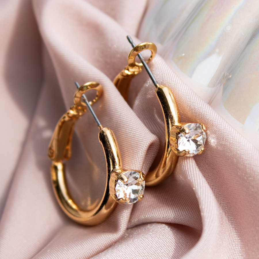 Riņķa Swarovski auskari ar kristāliem
