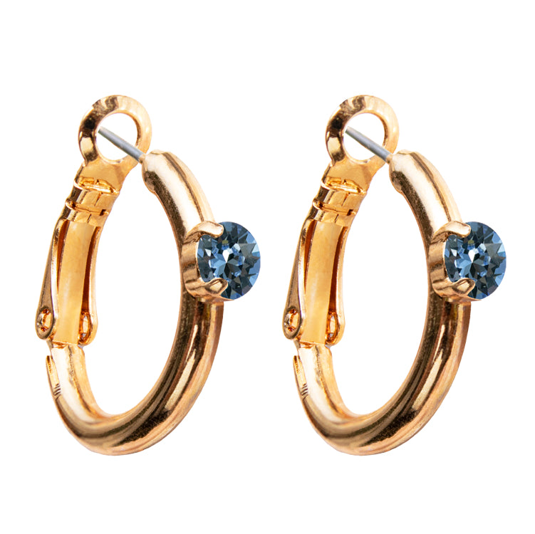 Riņķa Swarovski auskari ar zilgani pelēcīgiem kristāliem