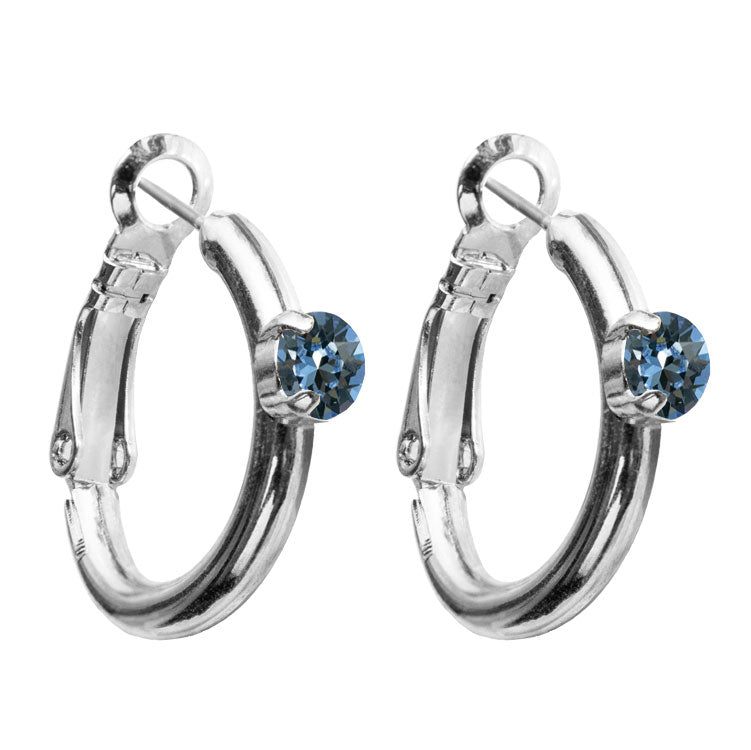 Riņķa Swarovski auskari ar zilgani pelēcīgiem kristāliem