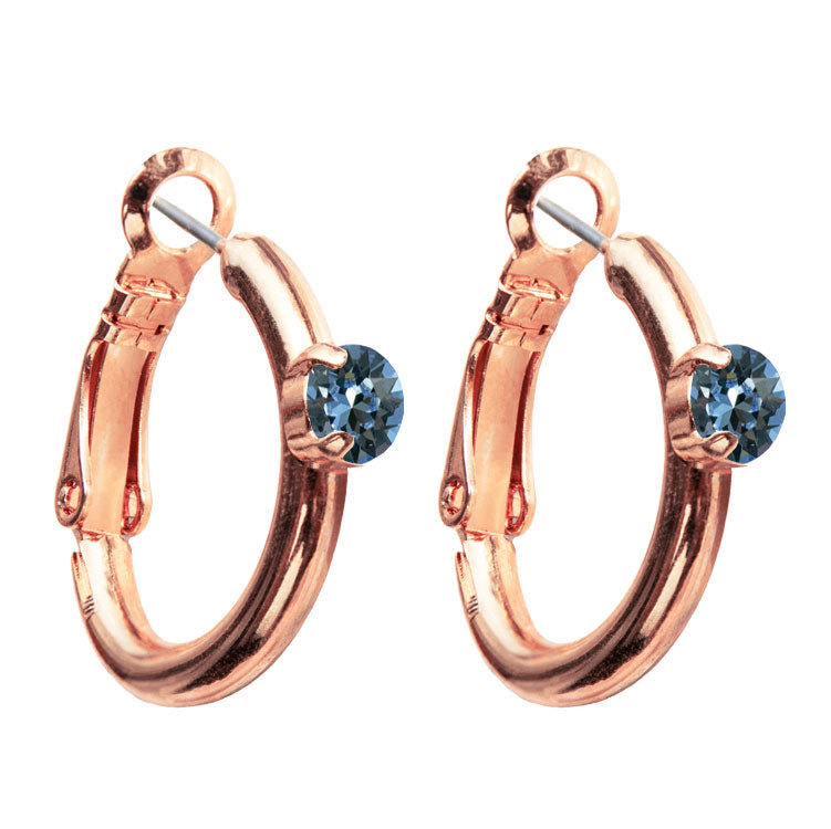 Riņķa Swarovski auskari ar zilgani pelēcīgiem kristāliem