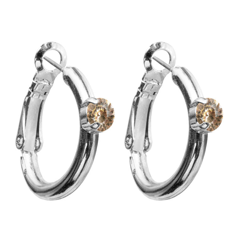 Riņķa Swarovski auskari ar krēmkrāsā kristāliem