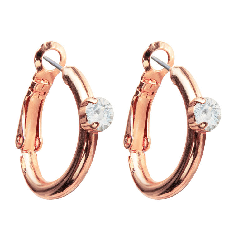Riņķa Swarovski auskari ar baltā opāla kristāliem