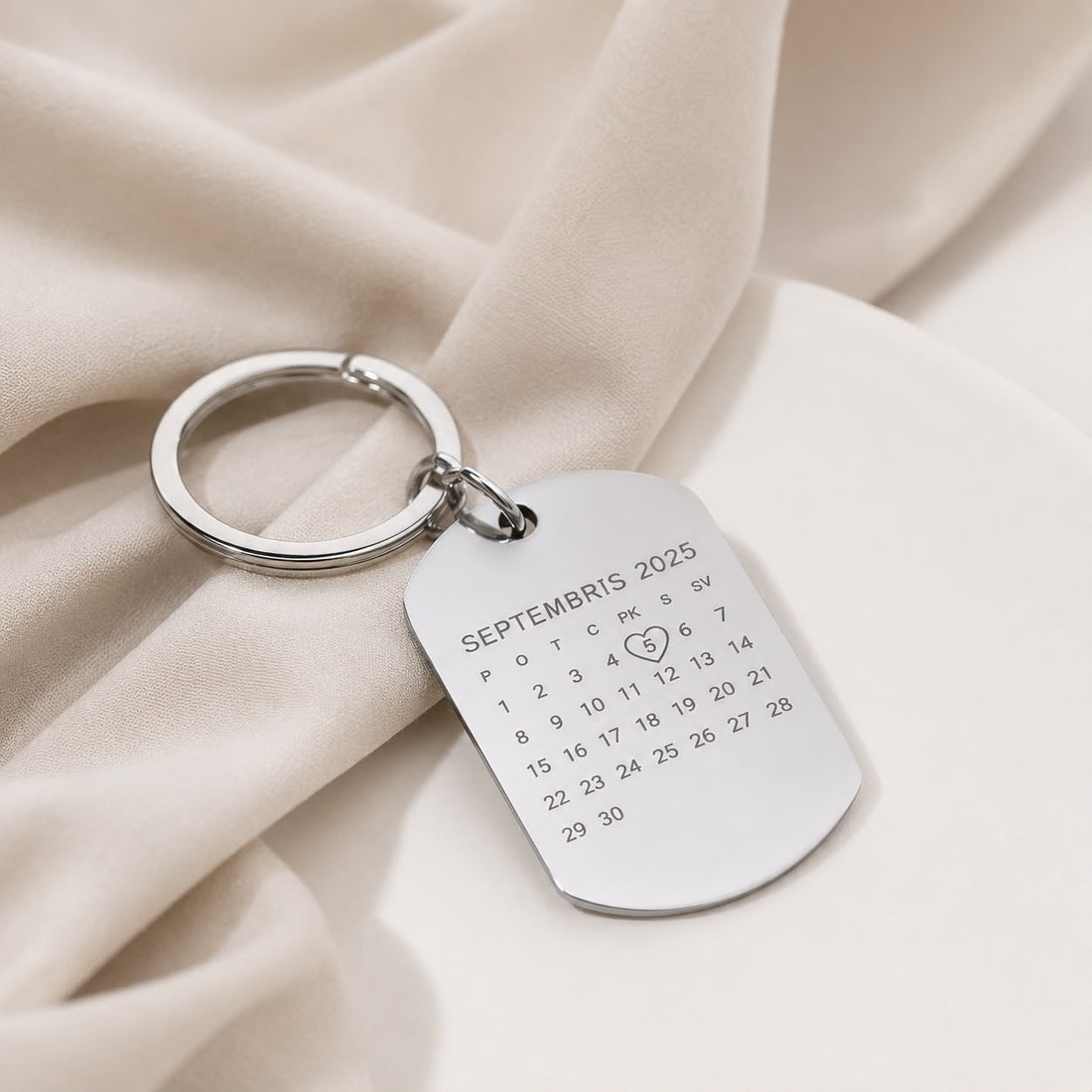 Personalized keychain with calendar or text