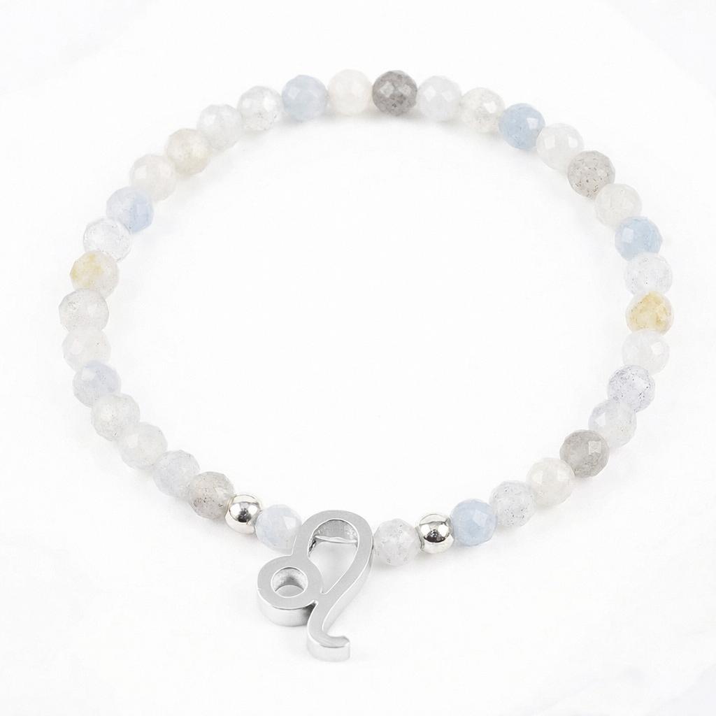 Ahāta akmens rokassprādze ar horoskopu sudraba