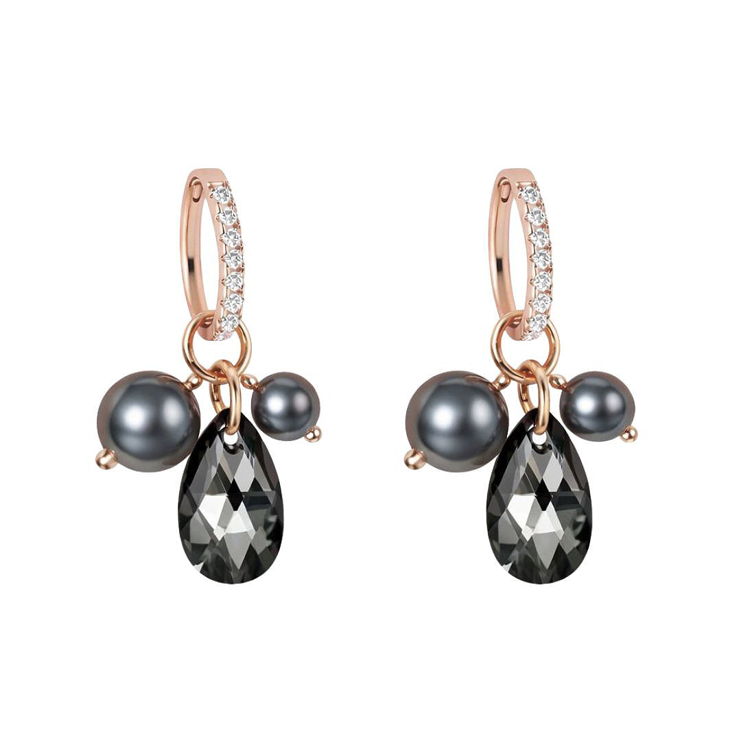 Antialerģiski auskari transformeri ar kristālu kājiņu pelēki