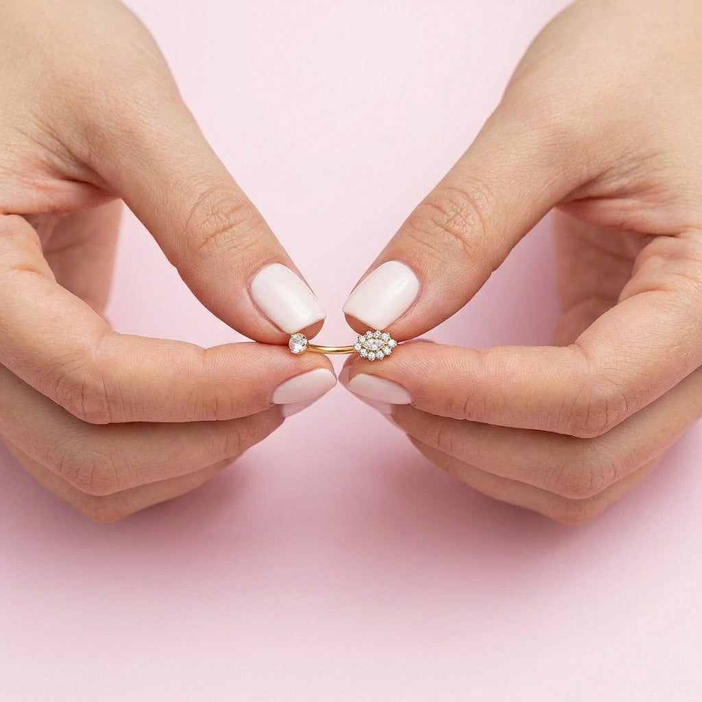 Mirdzošs nabas pīrsings ar kristāliem un drošu skrūvējamu aizdari SOFIJA