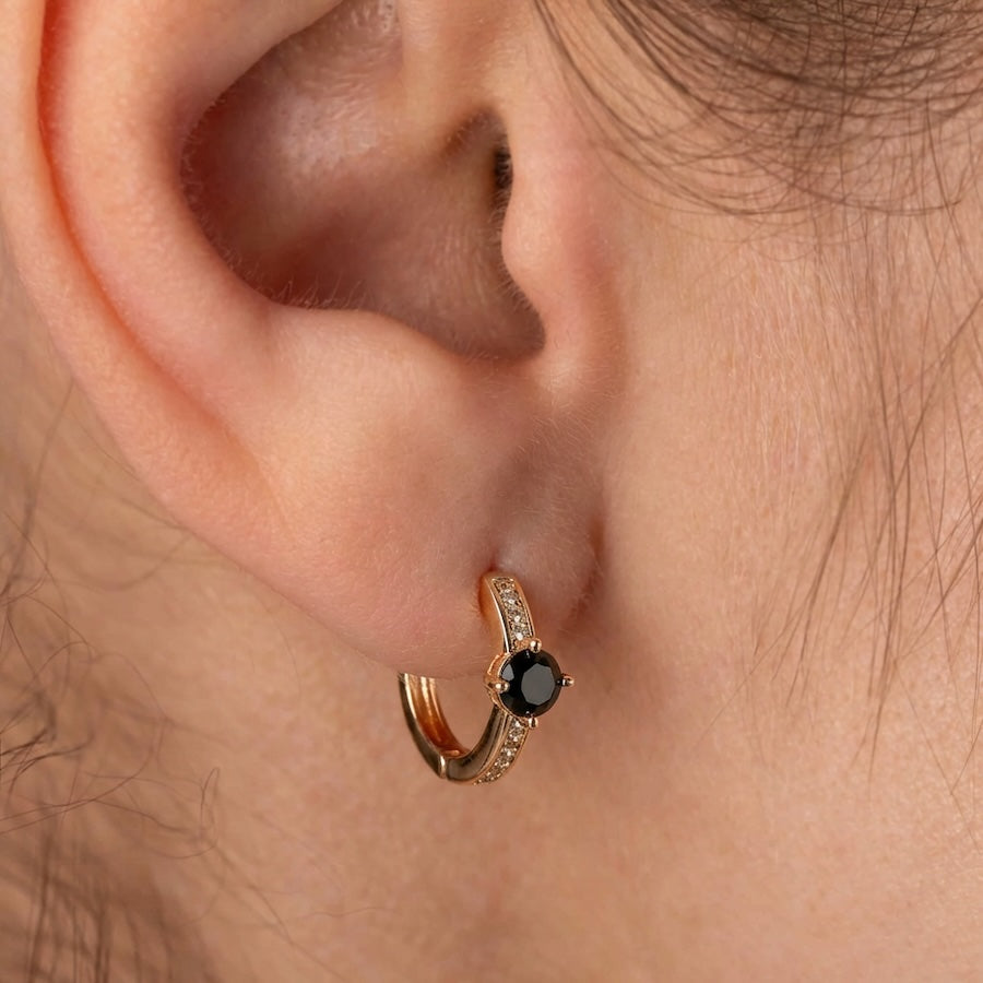 Antialerģiski Riņķīšu auskari ar melniem kristāliem 'BRIE'