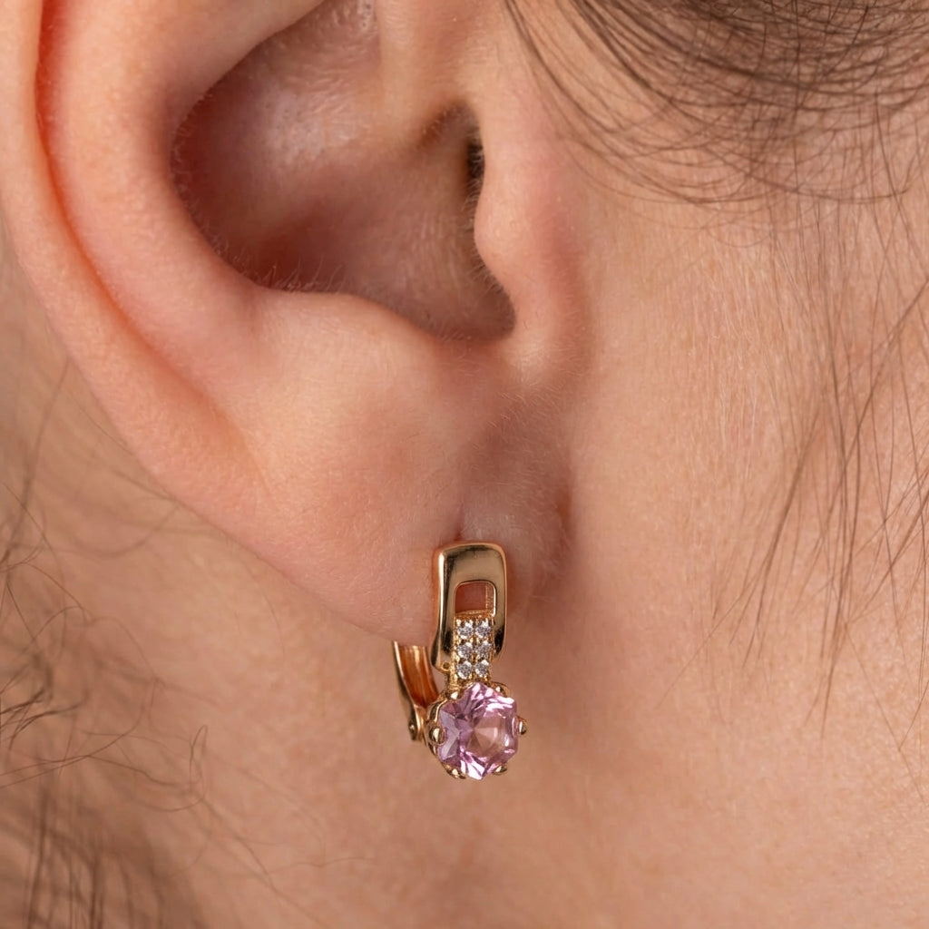 Eleganti auskari ar rozā kristāliem 'BELLATRIX'