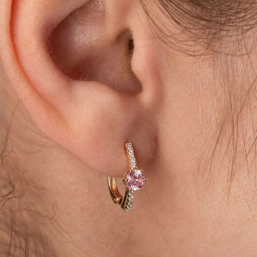 Eleganti auskari ar rozā kristāliem 'GINNY'