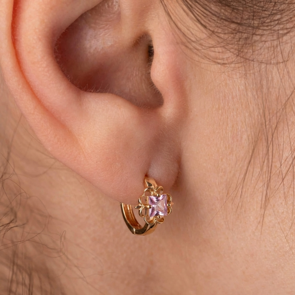 Auskari ar antialerģisku rozā zelta pārklājumu