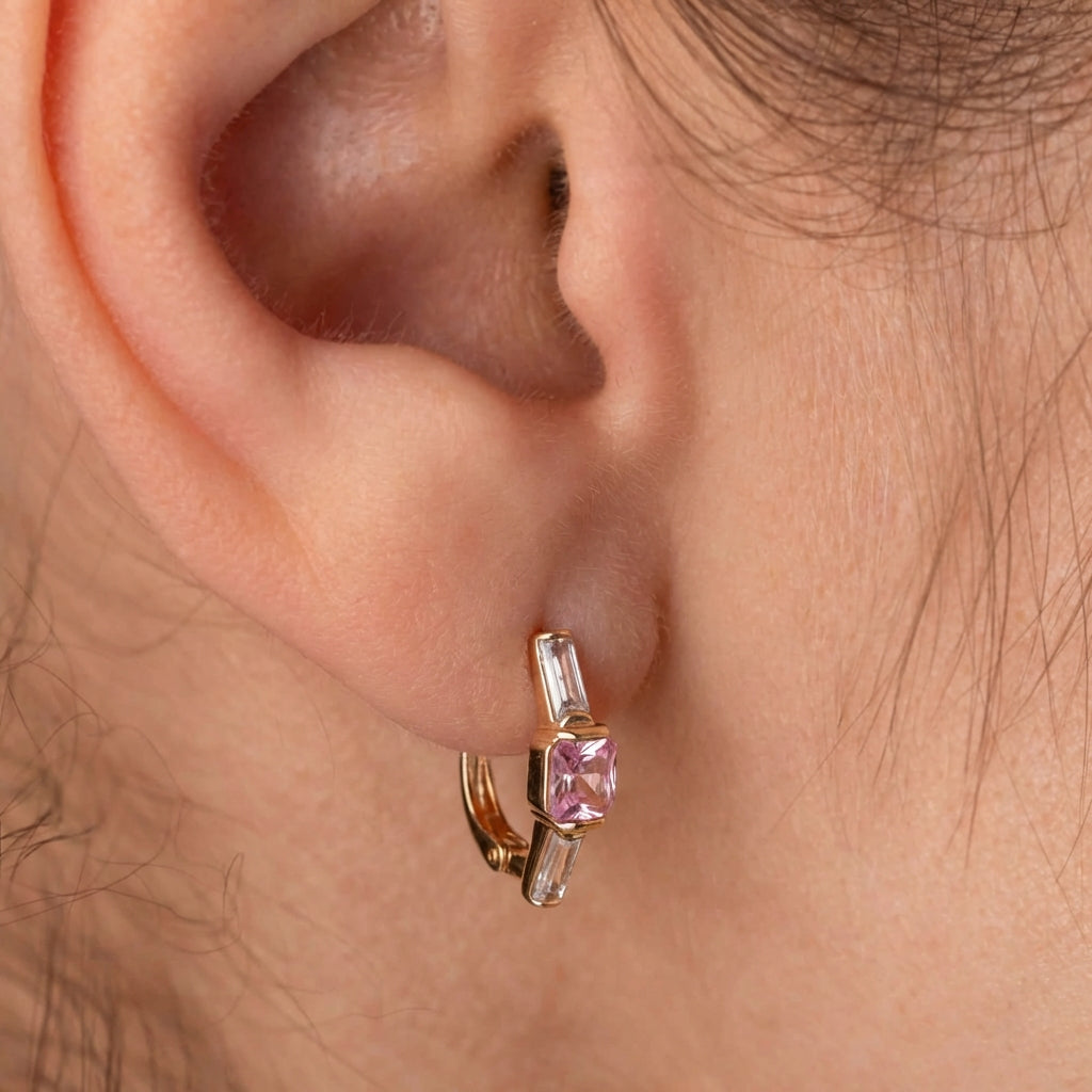 Eleganti auskari ar rozā kristāliem 'MOLLY'