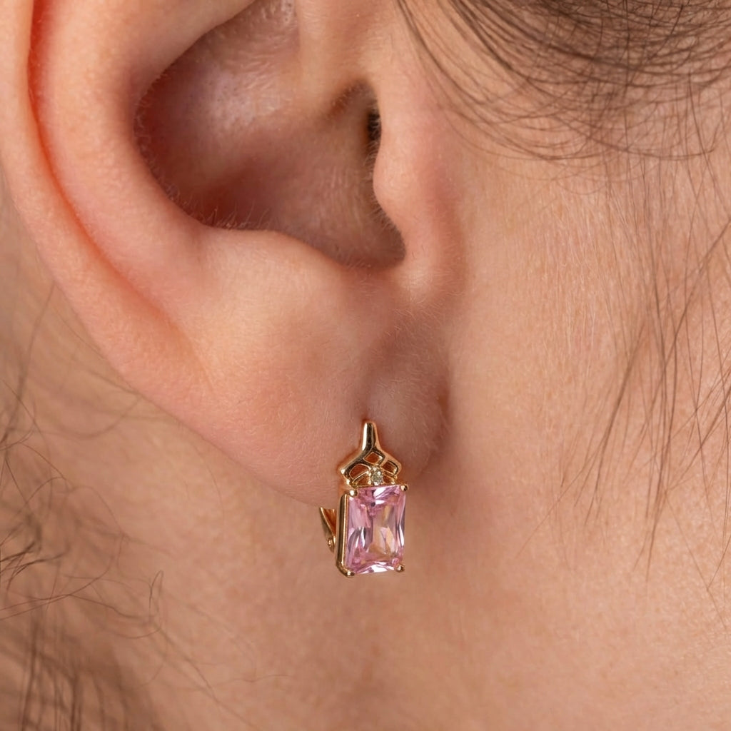 Eleganti auskari ar rozā kristāliem 'FLEUR'