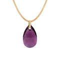 Antialerģiska apzeltīta kaklarota ar violetu kristālu lāsītes kulonu