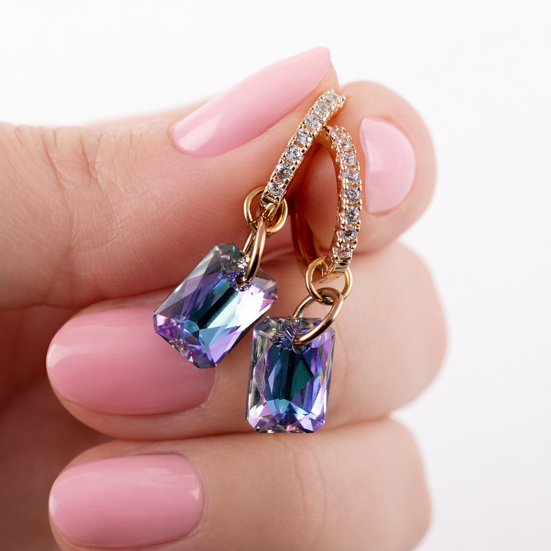 Antialerģiski Taisnstūra auskari transformeri divi vienā