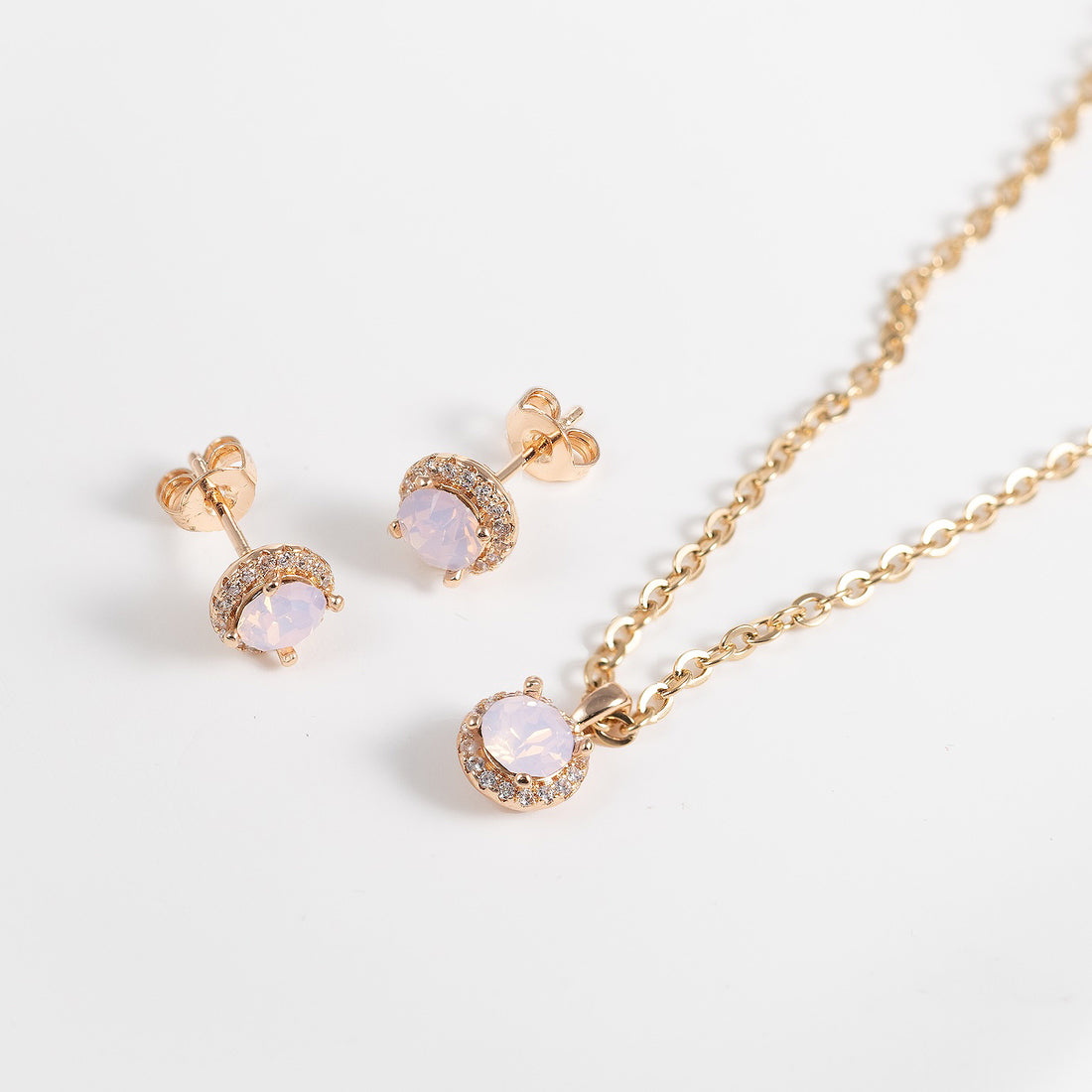 Rozā kristāla rotu komplekts 'KAMĒLIJA'